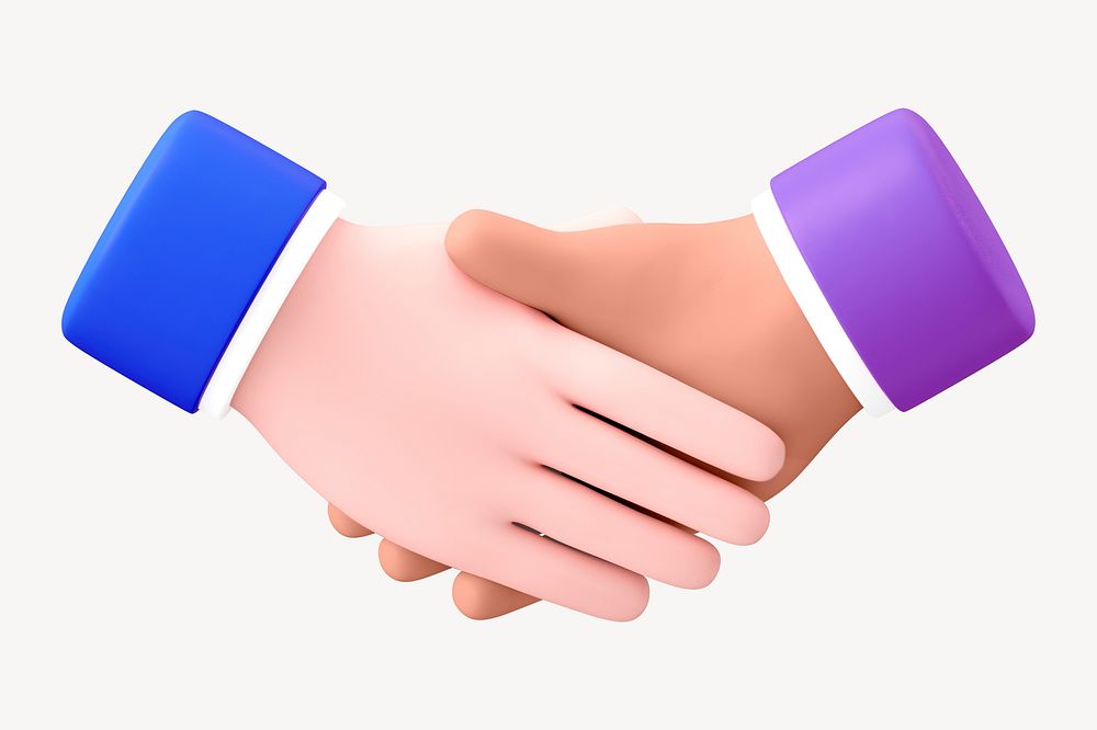 Business handshake, 3D hand gesture   collage element psd