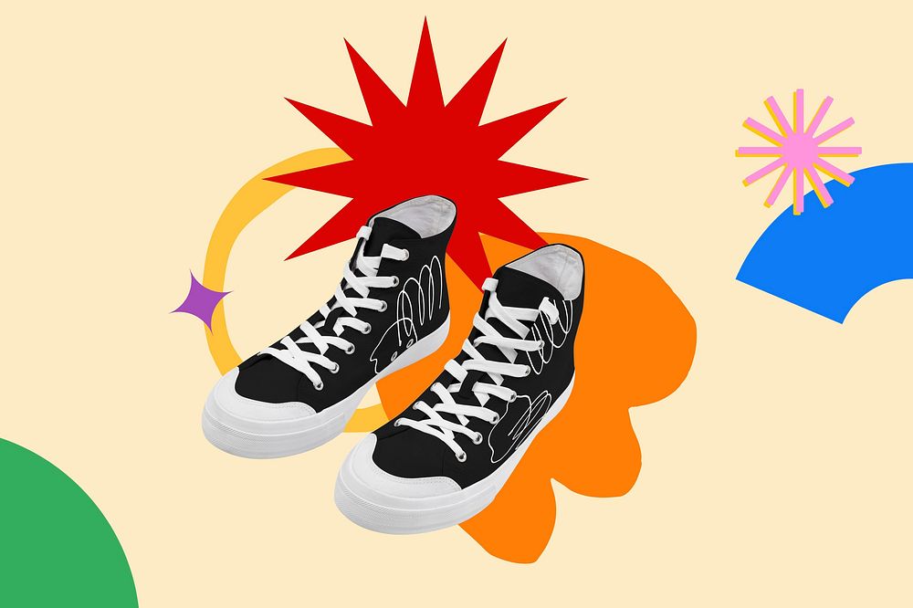 Cool sneakers, fun remixed background