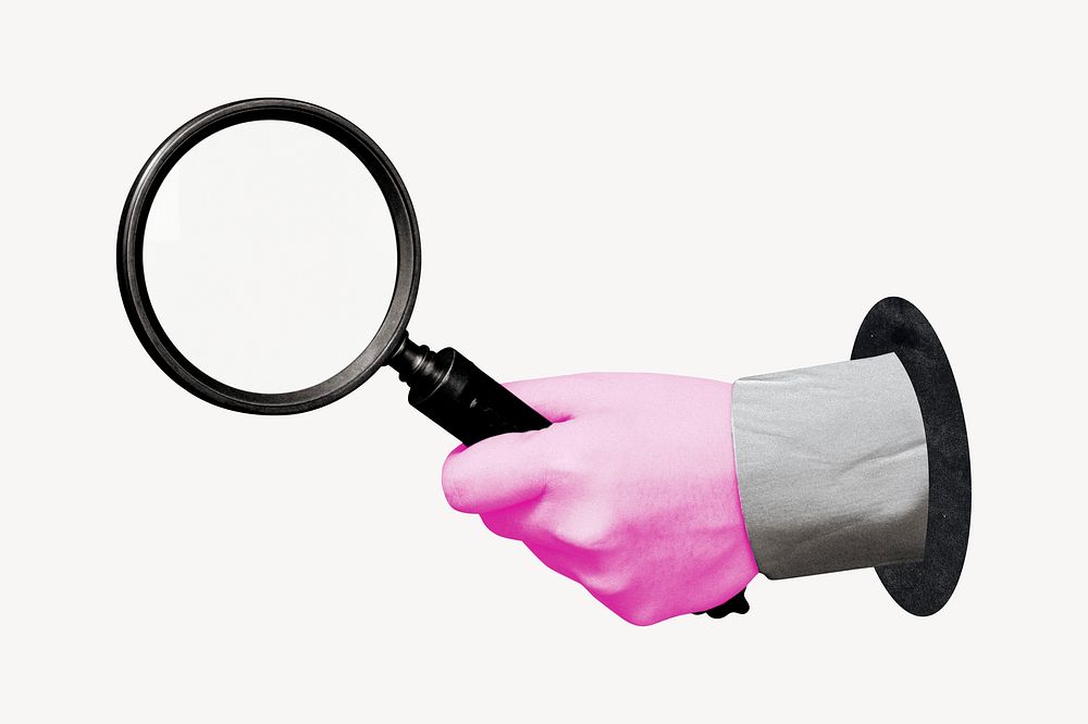 Magnifying glass, business collage element psd