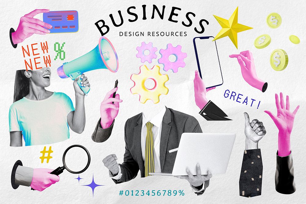 Business marketing collage elements set
