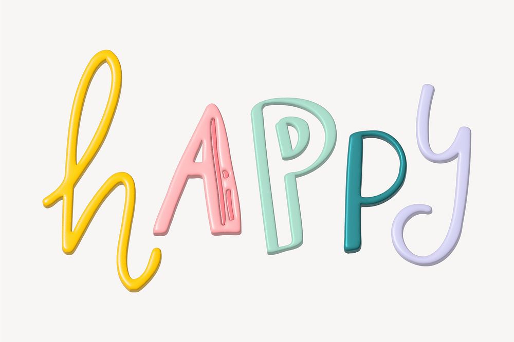Happy 3D typography  psd