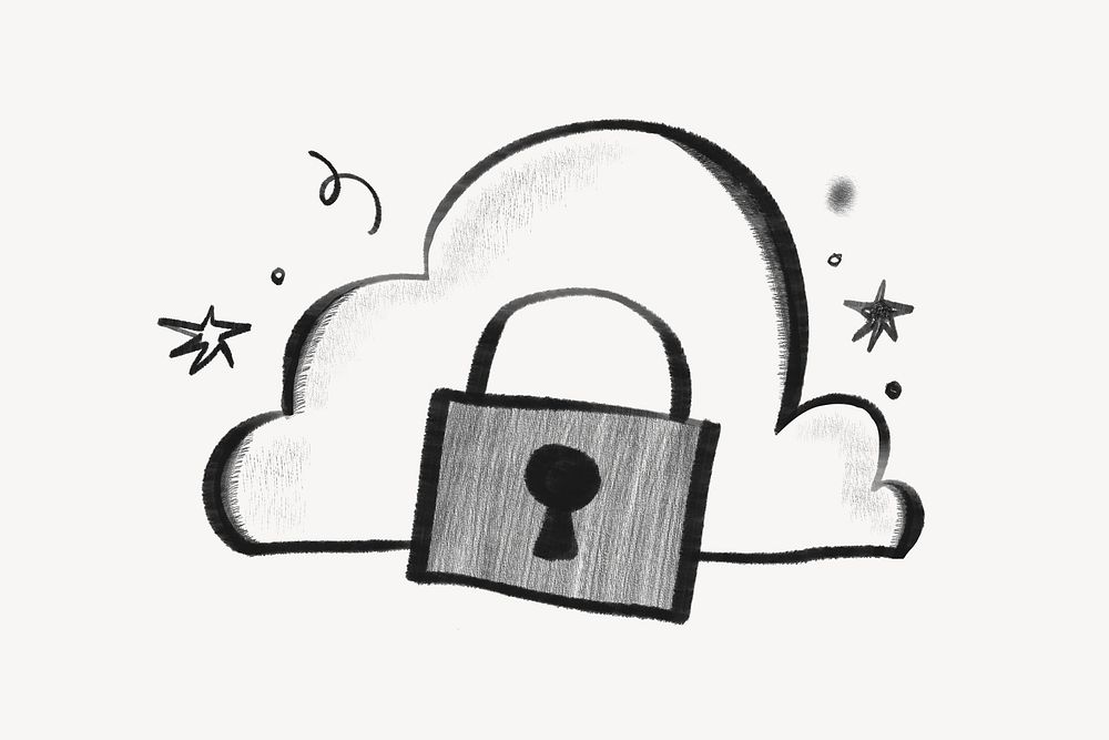 Cloud storage security, business doodle