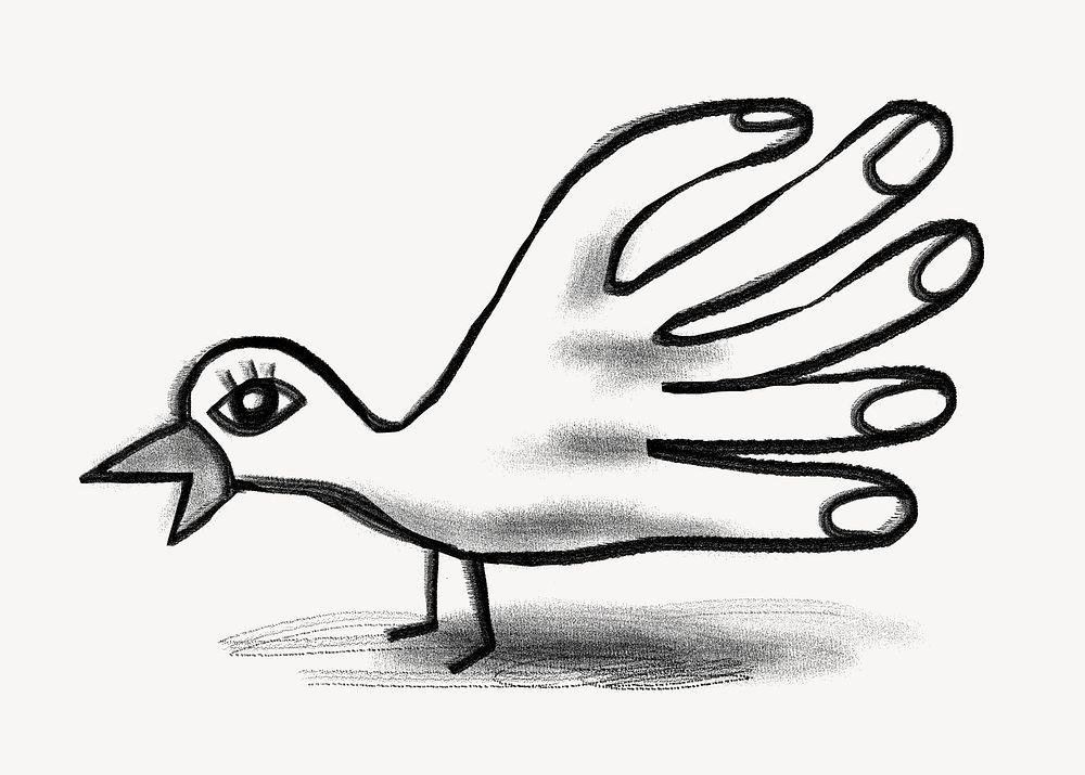 Pigeon post doodle, bird hand 