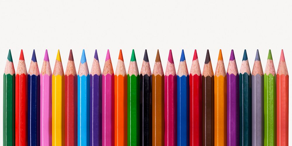 Colored pencils, isolated stationery image psd