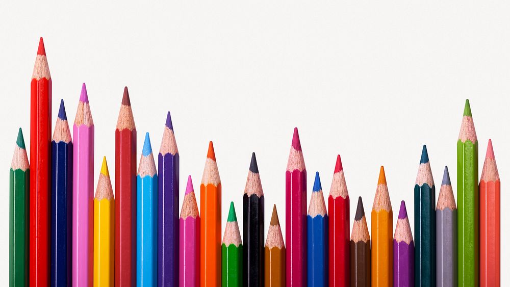 Colored pencils, isolated stationery image psd