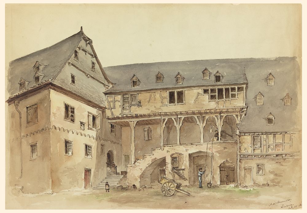 Courtyard of a Medieval Manor by Arnold William Brunner, American, 1857–1925