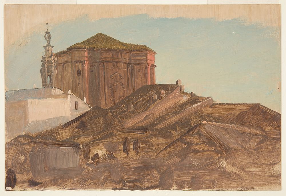 Rooftops near Sant'Andrea delle Fratte from the Pincio, Rome by Frederic Edwin Church, American, 1826–1900