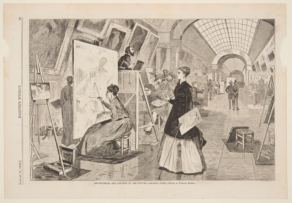 "Art - Students and Copyists in the Louvre Gallery, Paris"
