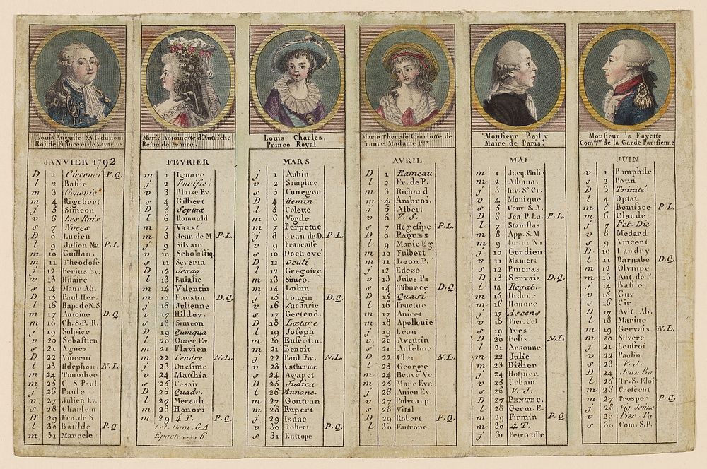 Almanac for the First Half of the Year 1792