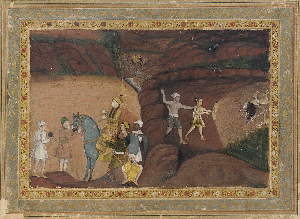 A Deer Hunting At Night, Mughal Court