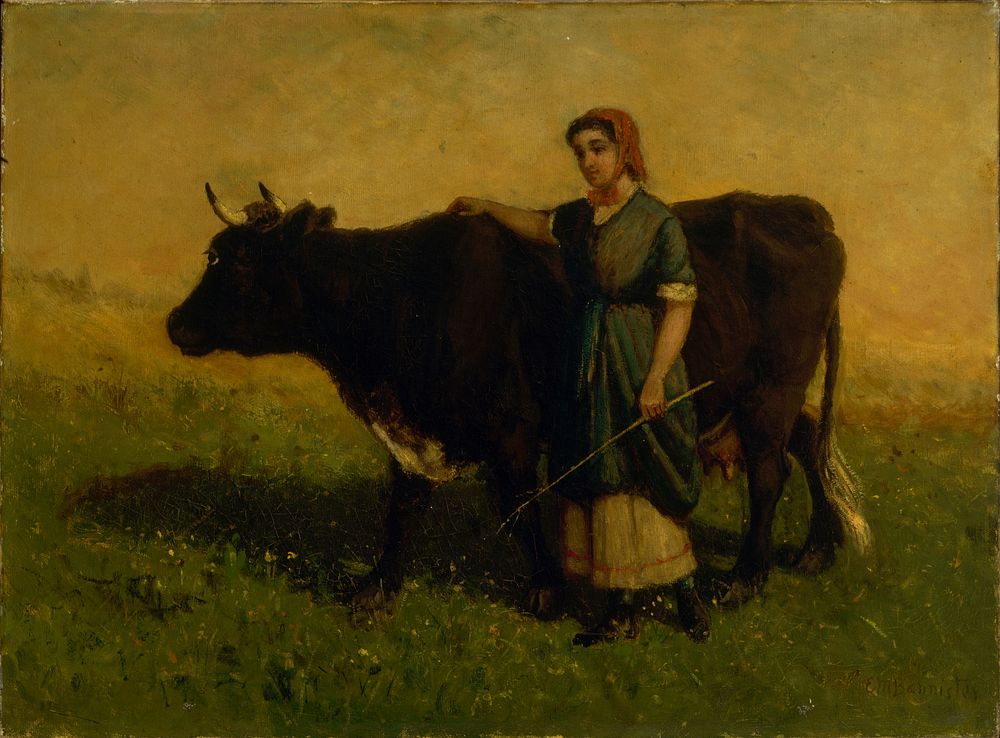 Untitled (woman walking with cow) by Edward Mitchell Bannister