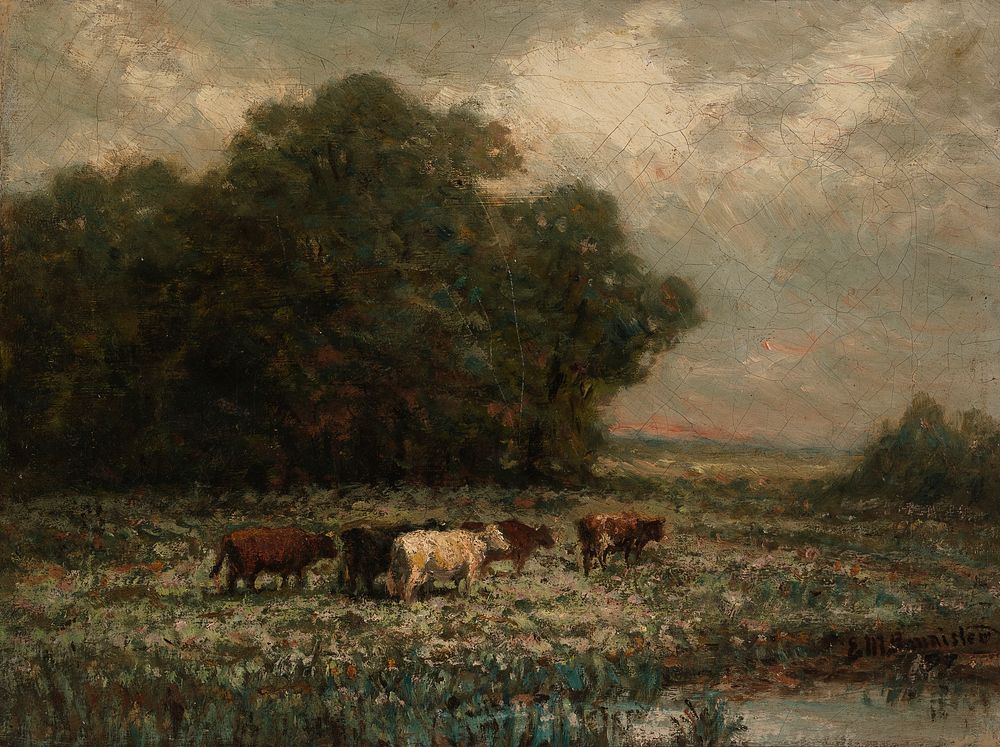 Untitled (landscape with cattle grazing) by Edward Mitchell Bannister