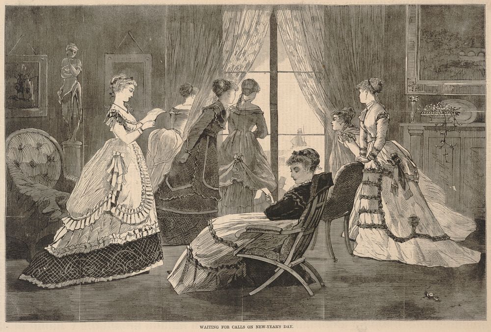 Waiting for Calls on New Year's Day, from Harper's Bazar, January 2, 1869