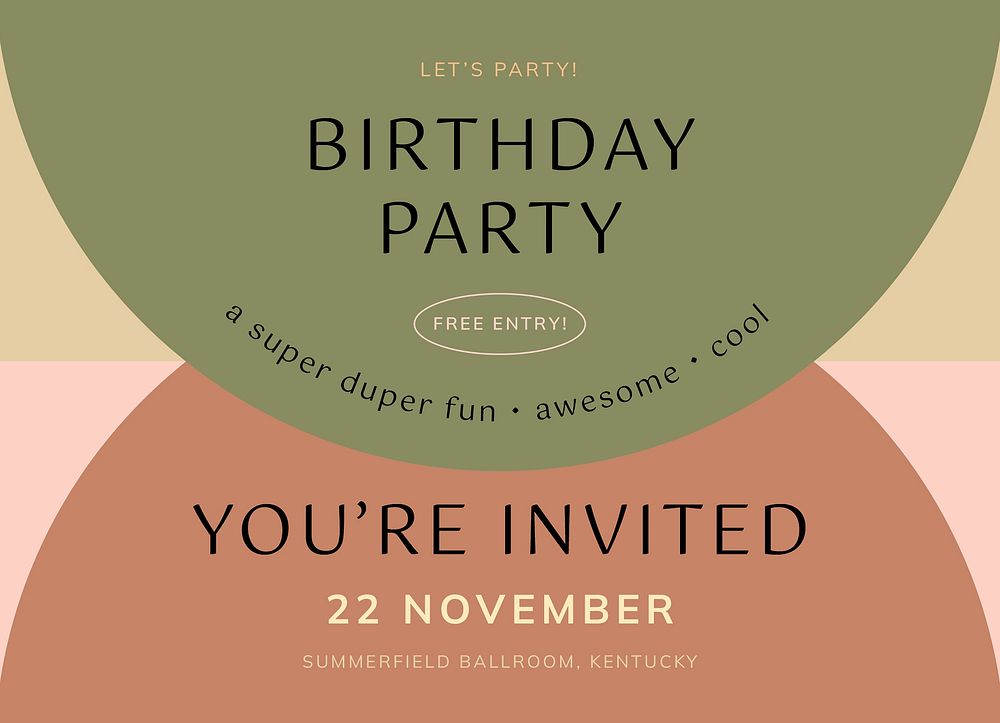 Birthday party invitation card template, editable design vector