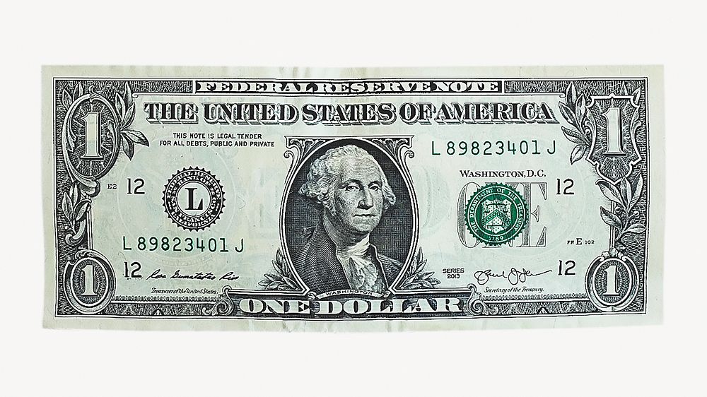 Dollar bill on white background