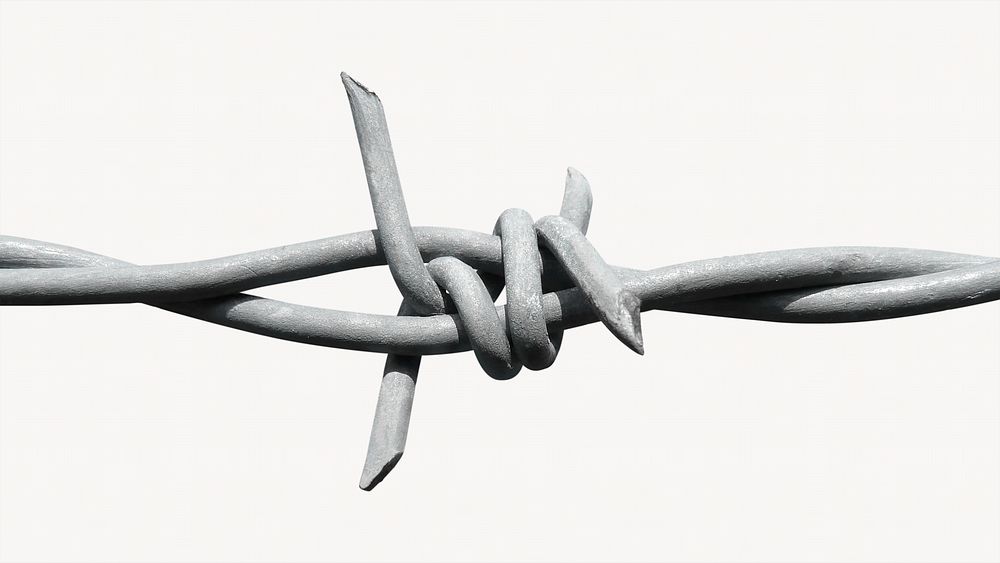 Barbed wire border, isolated image