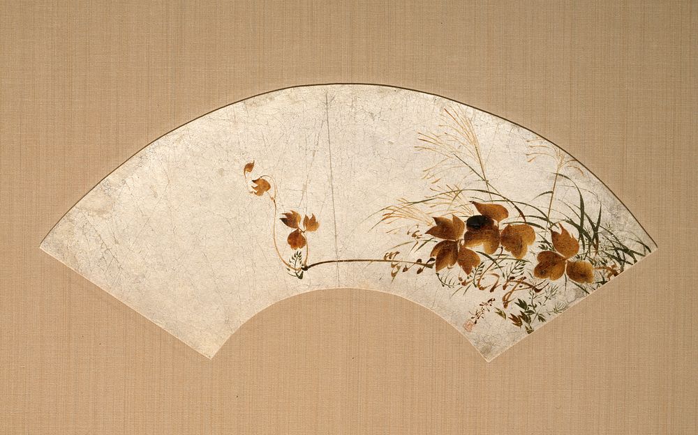 Autumn Leaves and Grasses (Akikusa zu urushi-e senmen) (mid-19th century) painting in high resolution by  Shibata Zeshin.…