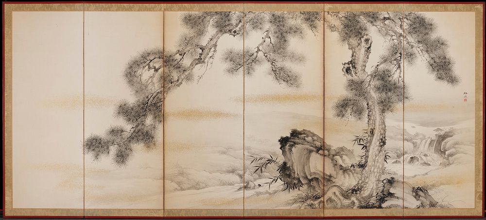Three Friends of Winter (right of a pair) during first half of 19th century painting in high resolution by Yamamoto Baiitsu.…