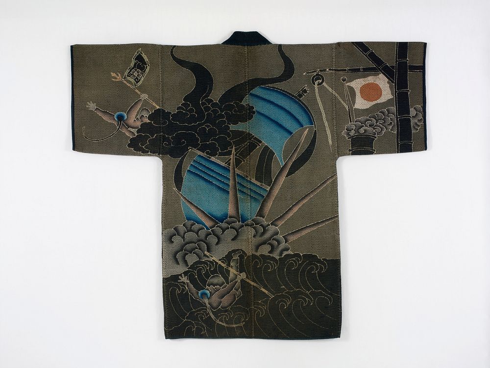 Fireman&rsquo;s Quilted Coat with Design of a Sino-Japanese War Naval Battle Scene (1894&ndash;95) textile in high…