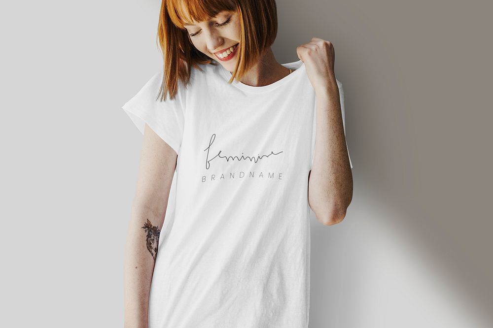 White t-shirt mockup, editable women's fashion psd