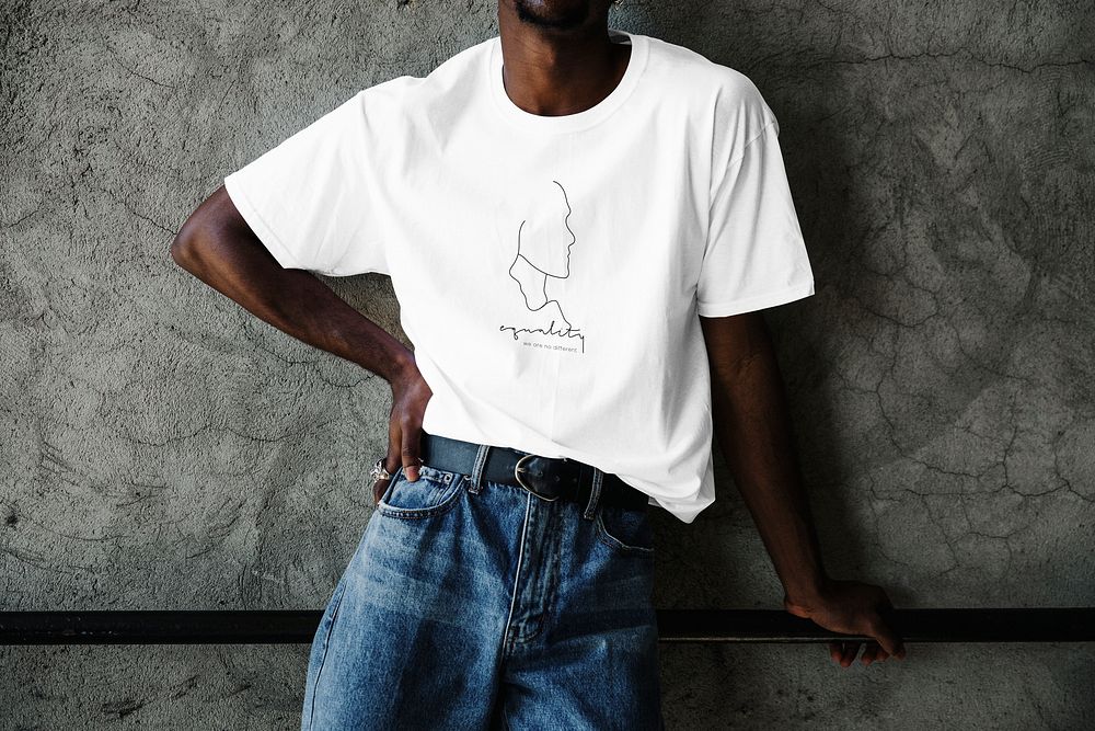 White t-shirt mockup, editable men's fashion design psd
