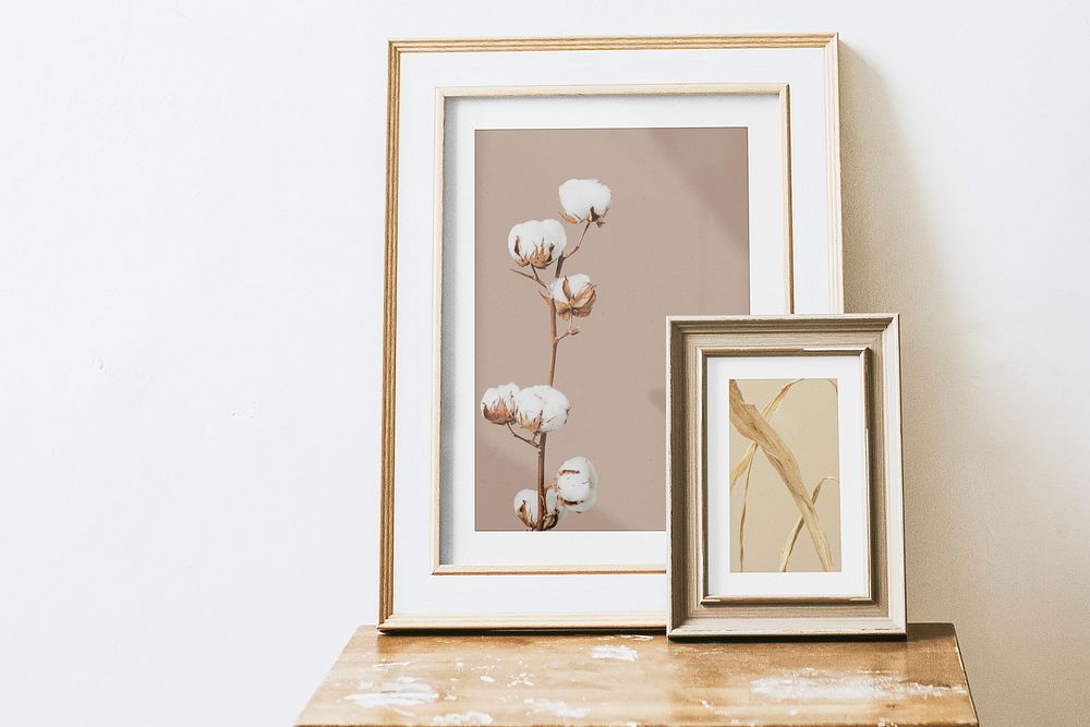 Flower framed photo, minimal home decor