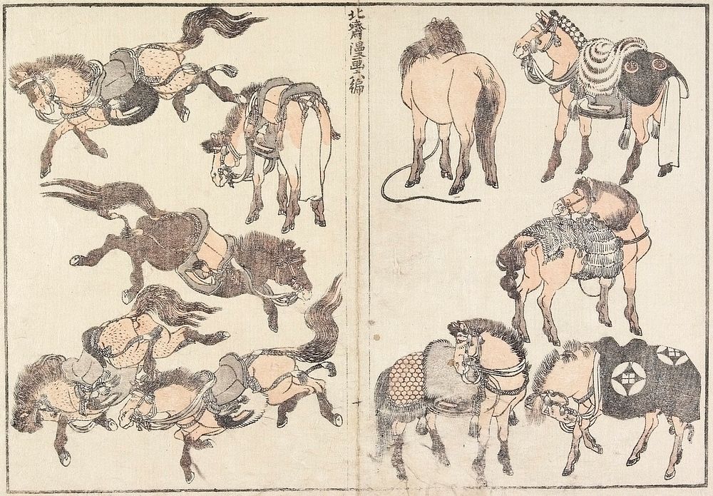 Horses (1817) in high resolution by Katsushika Hokusai. Original from The Minneapolis Institute of Art. Original from the…