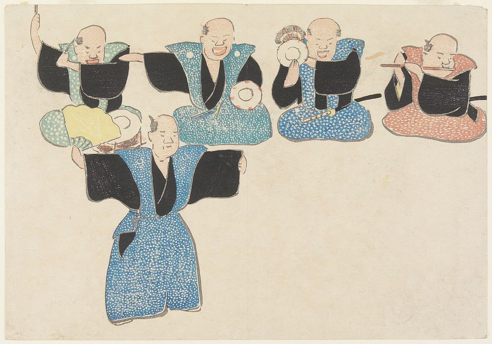 Dancer and four musicians (1802) painting in high resolution by Nakamura Hochu.  Original from The Minneapolis Institute of…