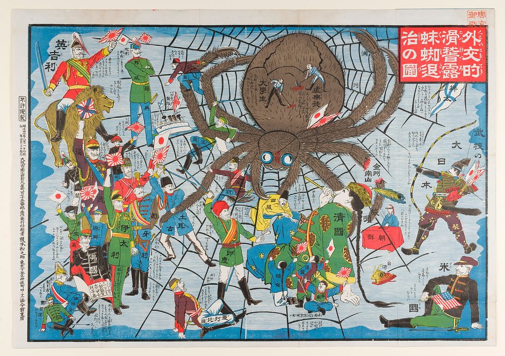 The Humor of Diplomacy and Extermination of the Russian Spider (1904) print in high resolution. Original from the Saint…