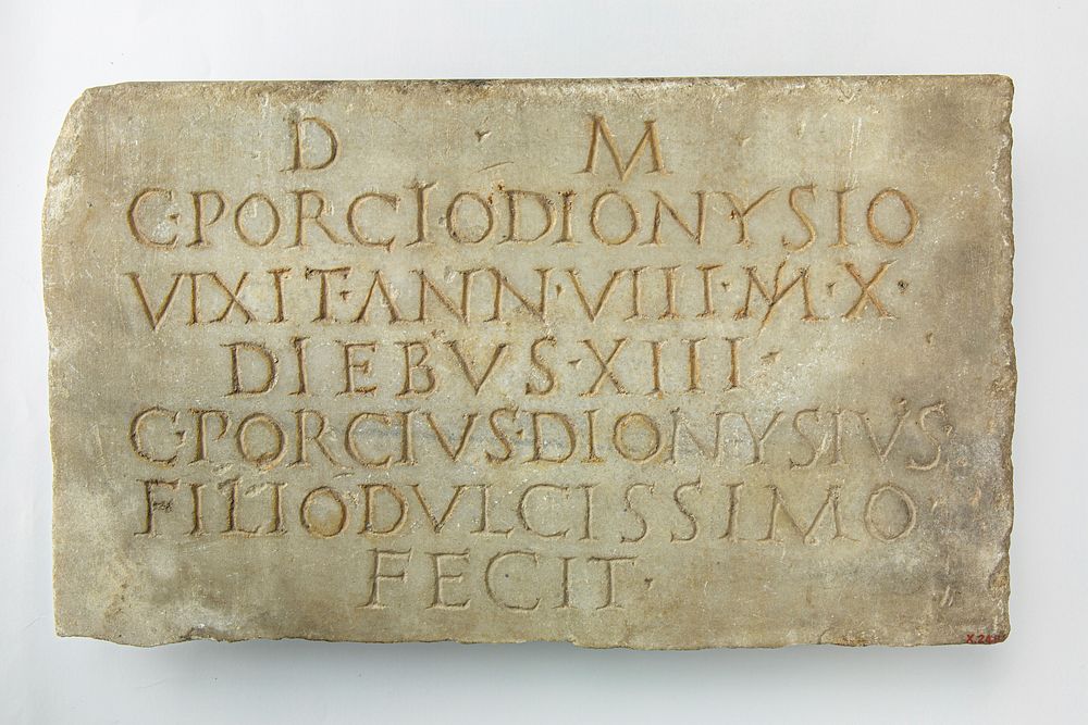 Marble plaque with funerary inscription