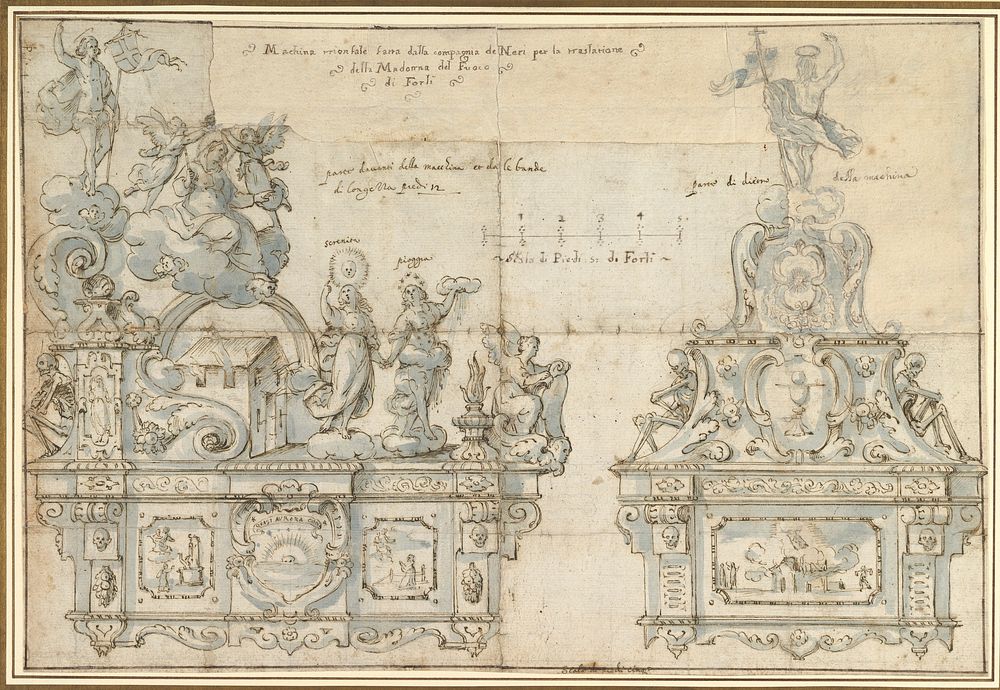 Design for a Processional Float, Anonymous, Italian, Roman-Bolognese, 17th century