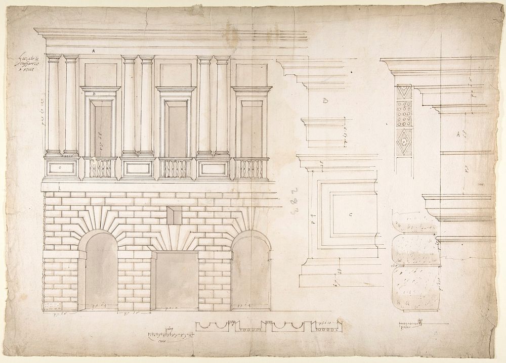 Palazzo Caffarrelli-Vidoni, elevation; details (recto) blank (verso)