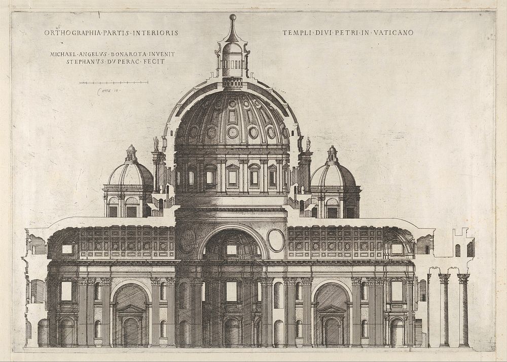Speculum Romanae Magnificentiae: Longitudinal Section Showing the Interior of Saint Peter's Basilica as Conceived by…