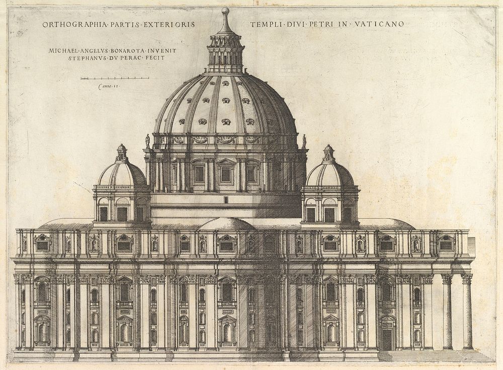 Speculum Romanae Magnificentiae: Elevation Showing the Exterior of Saint Peter's Basilica from the South as Conceived by…
