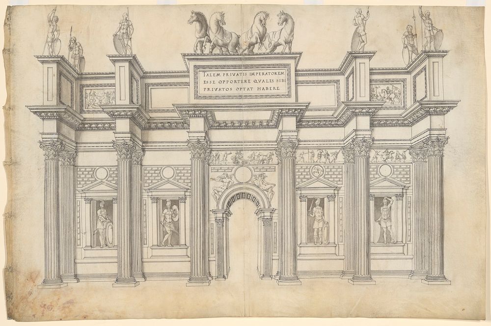 A Monumental Archway with Five Bays in the Corinthian Order