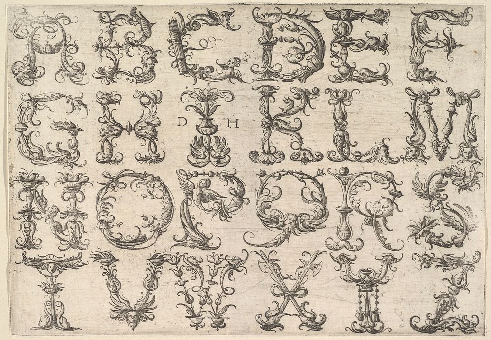 Ornamented Roman Majuscule Alphabet