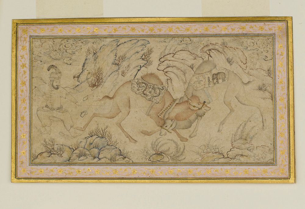 Two Camels Fighting, late 16th–early 17th century