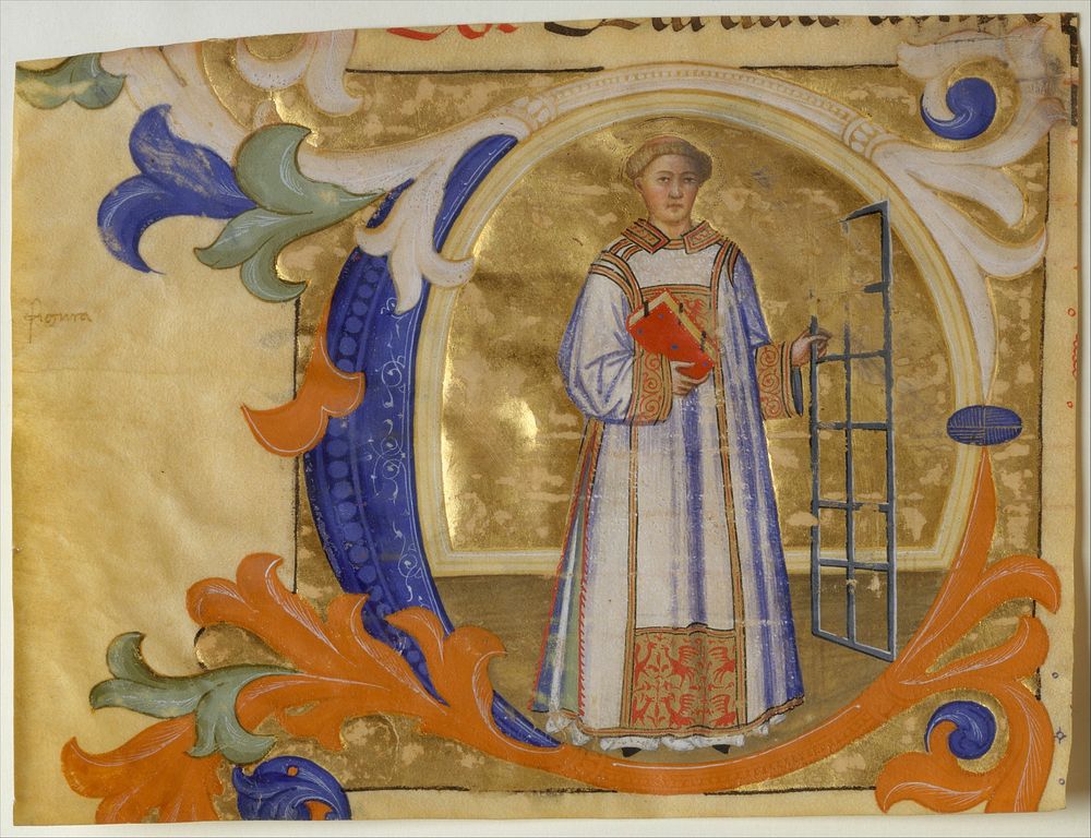 Manuscript Illumination with Saint Lawrence in an Initial C, from a Gradual by Don Simone Camaldolese