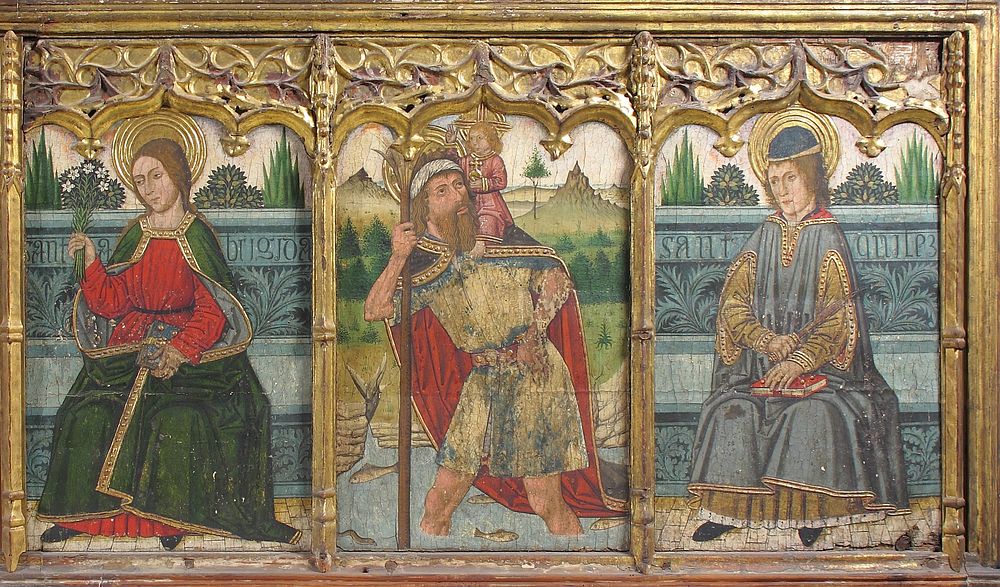 Predella pane with Saint Bridget, Saint Christopher, and Saint Kilian from Retable by Domingo Ram