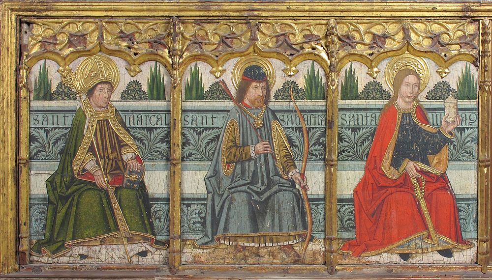 Predella panel with Saint Martial, Saint Sebastian, and Saint Mary Magdalen from Retable by Domingo Ram