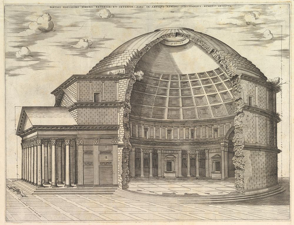 Speculum Romanae Magnificentiae: The Pantheon, broken away to show the interior, Antonio Lafréry by Anonymous