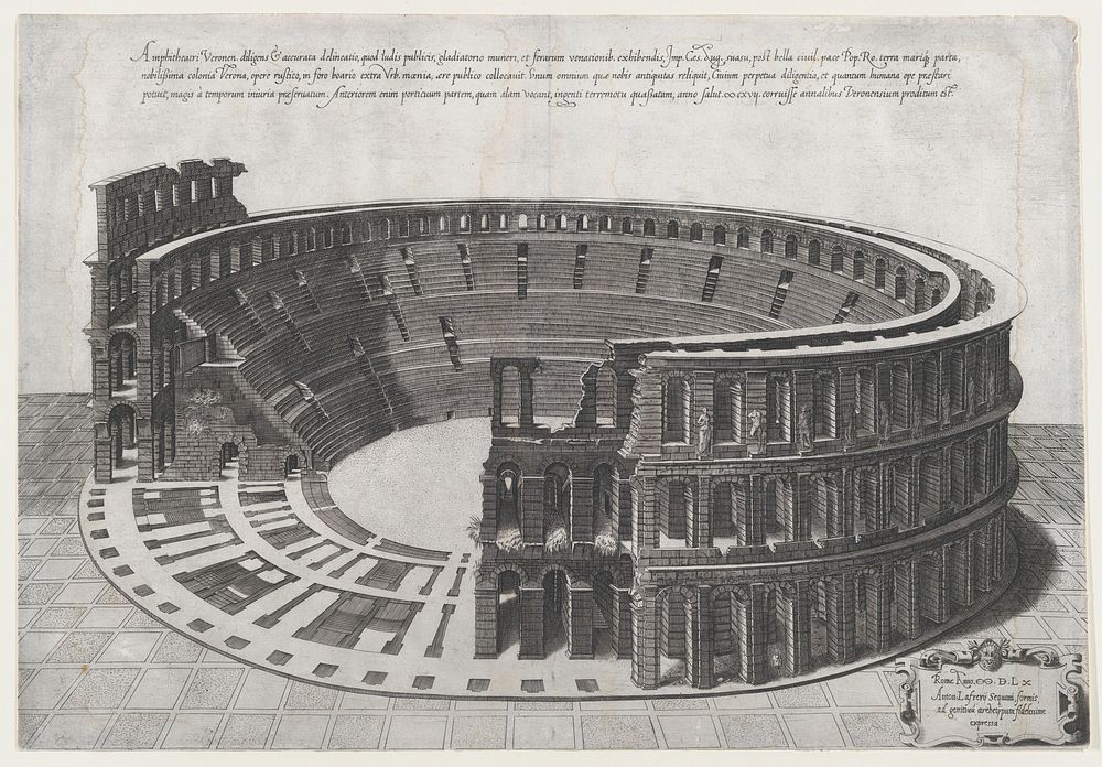 Speculum Romanae Magnificentiae: Amphitheater at Verona, Antonio Lafréry