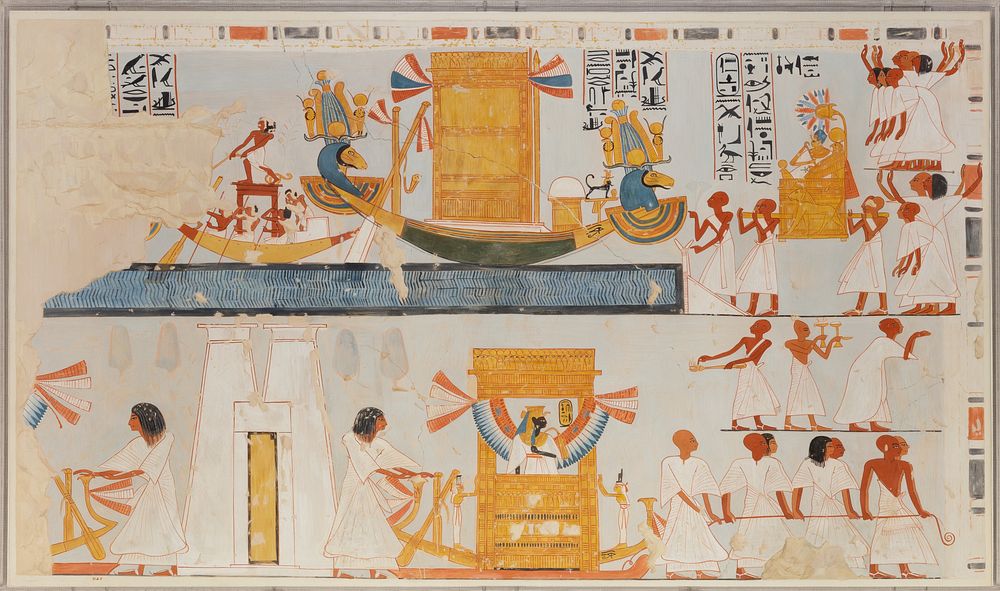 The Barque of Amun Arriving at the West Bank of Thebes by Charles K. Wilkinson