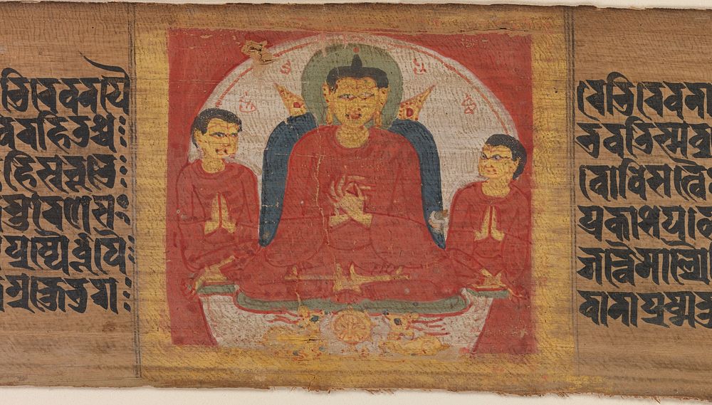 Buddha with His Hands Raised in Dharmacakra Mudra, Leaf from a dispersed Pancavimsatisahasrika Prajnaparamita Manuscript…