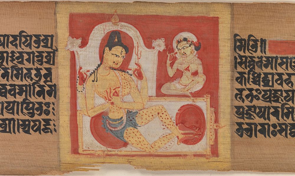 Enthroned Four-armed Bodhisattva, Leaf from a dispersed Pancavimsatisahasrika Prajnaparamita Manuscript, India (Bengal) or…