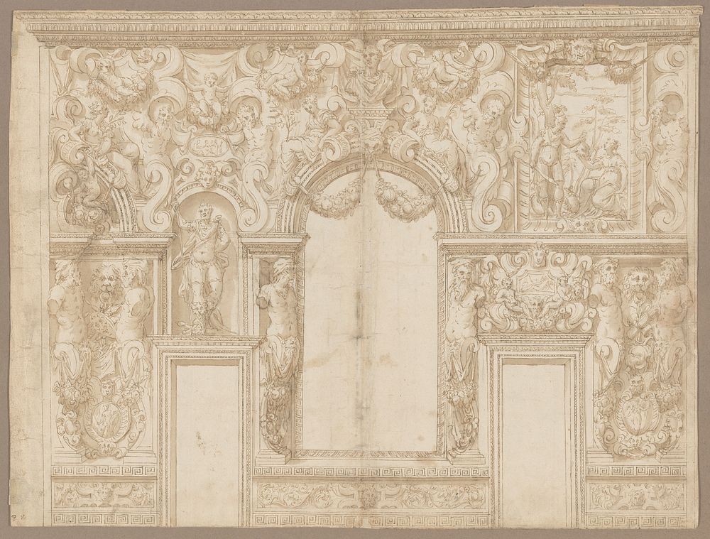 Design for the Decoration of a Palace Wall (Veronese Palazzo?), circle of Alessandro Vittoria (Alessandro Vittoria di…