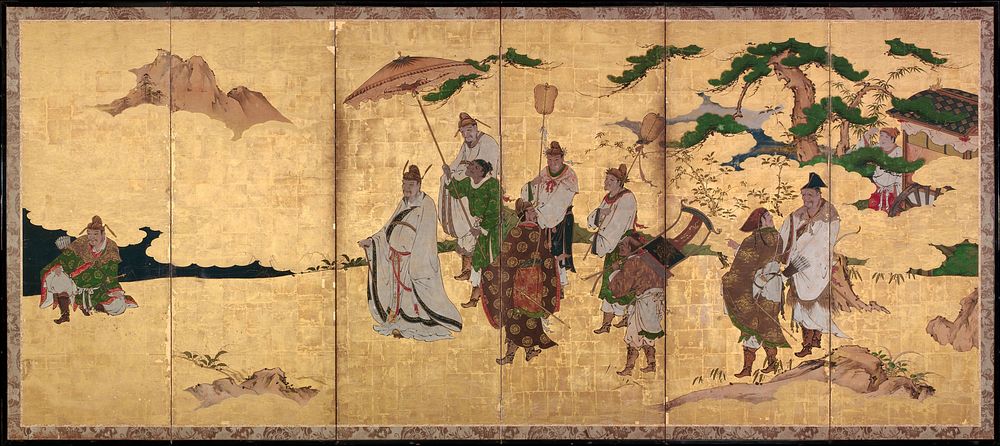 Meeting between Emperor Wen and Fisherman L&uuml; Shang by Attributed to Kano Takanobu