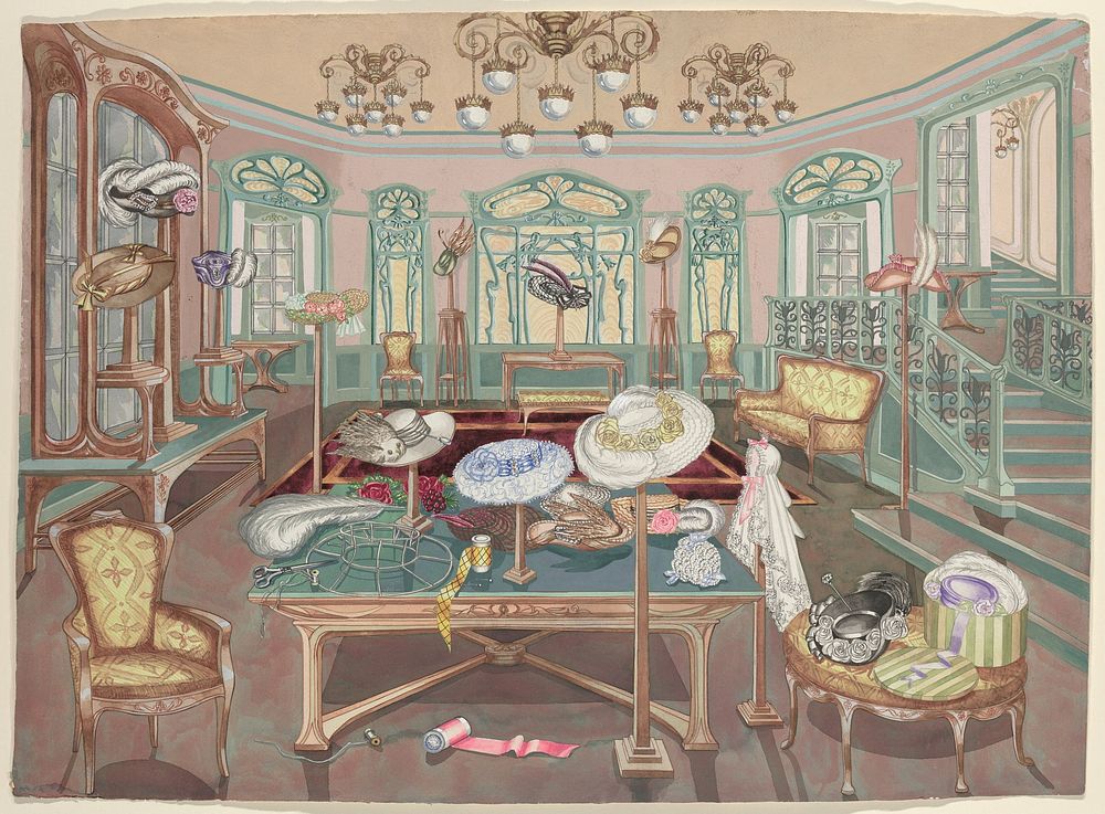 Millinery Shop (1905, 1935&ndash;1942) by Perkins Harnly.  