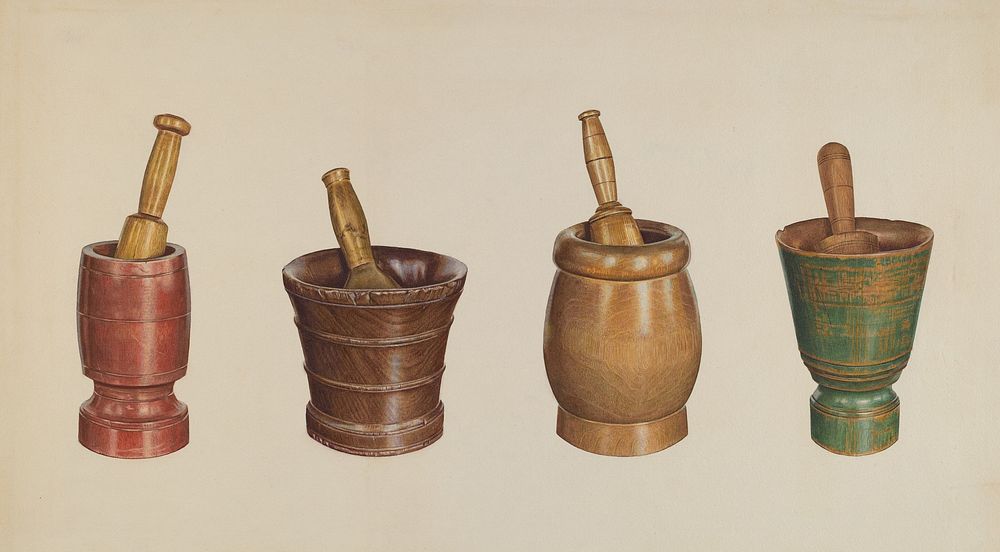 Mortar and Pestles (ca.1937) by Elizabeth Moutal.  