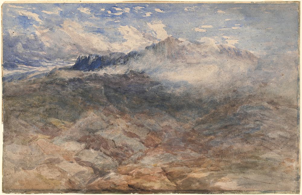 Mountain Heights, Cader Idris (ca. 1850) painting in high resolution by David Cox (1783–1859). 